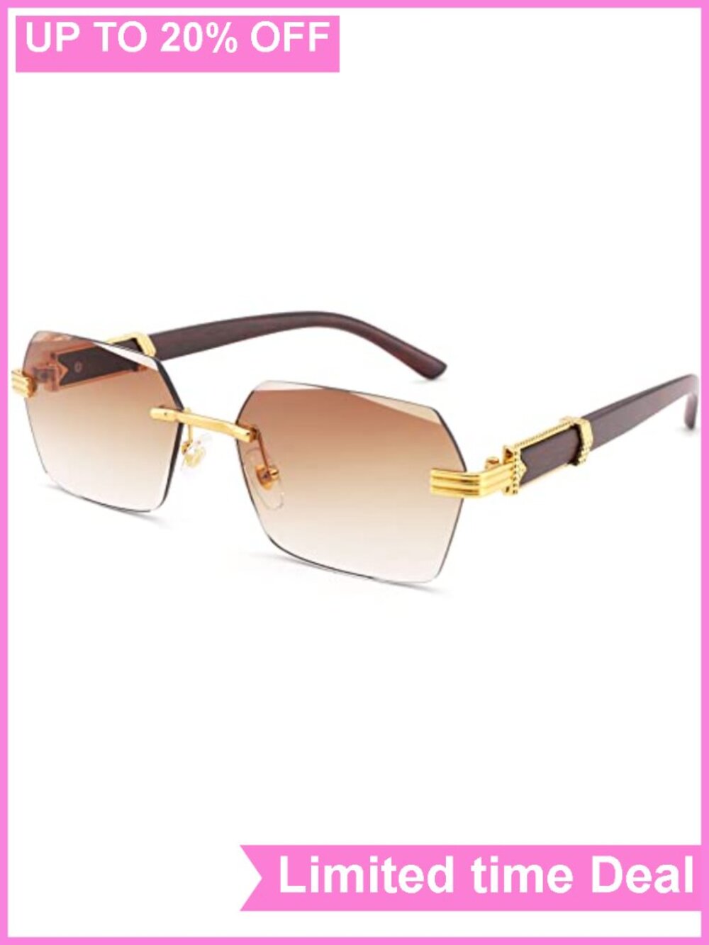 Rimless Frameless Sunglasses Y2K Retro Square UV Protection for Women Men